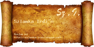 Szlamka Irén névjegykártya