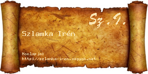 Szlamka Irén névjegykártya